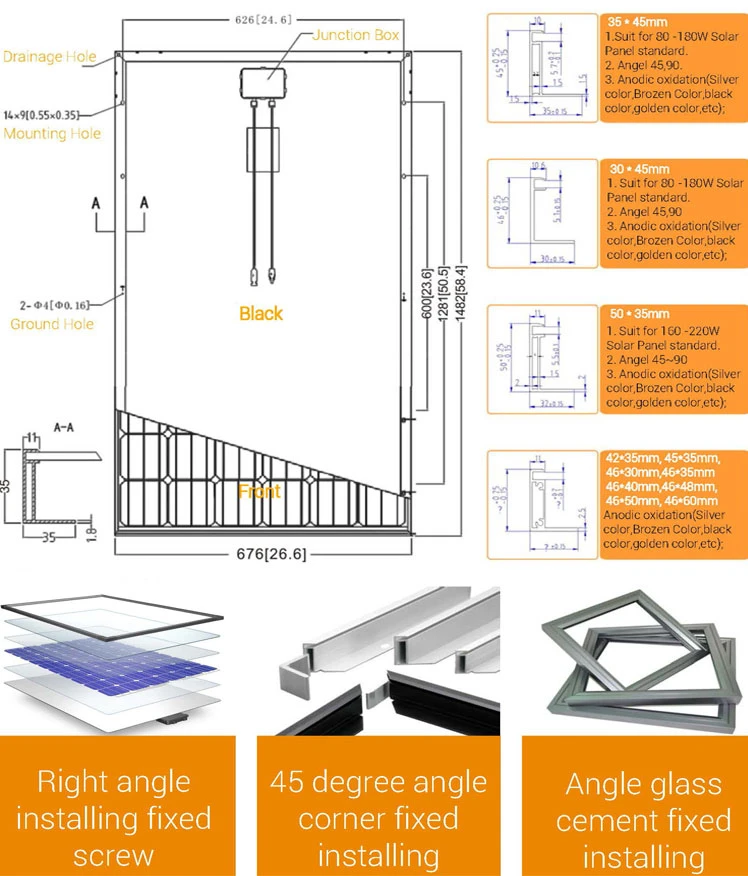 High Quality Solar Panel Frame, Aluminum Solar Panel System.