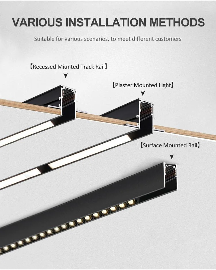 Recessed Rail Magnet COB Magnetic Smart Dimmable LED Track Light System Aluminum for Indoor Ceiling DC 48V 6W 10W 20W 30W Body